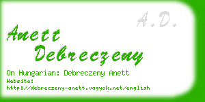 anett debreczeny business card